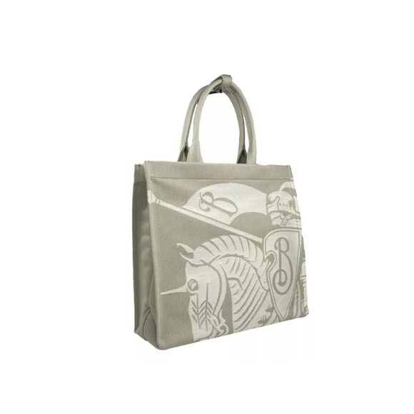 Burberry Knight Horseback Canvas Tote Women Beige Tote Bags - Picture 5 of 5